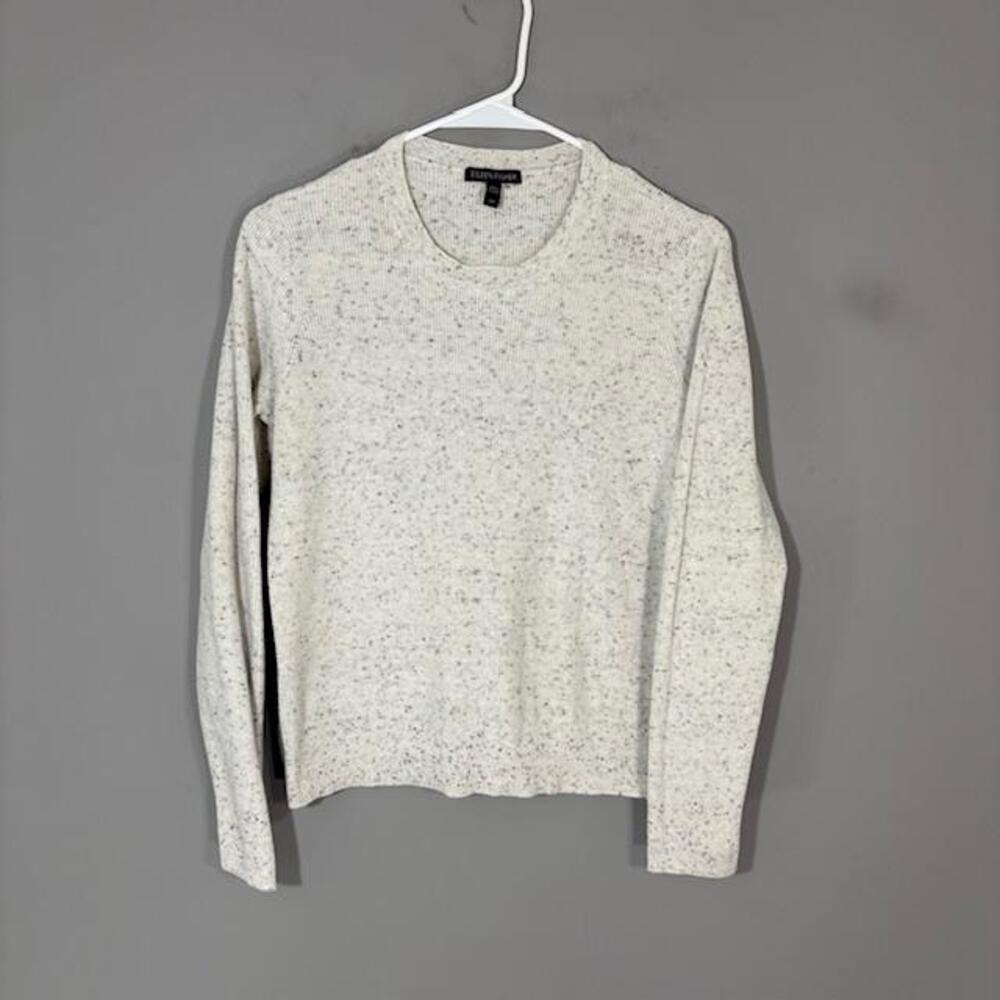 Eileen Fisher Sweater Womens Small White Organic Cotton Polyester Crewneck Knit
